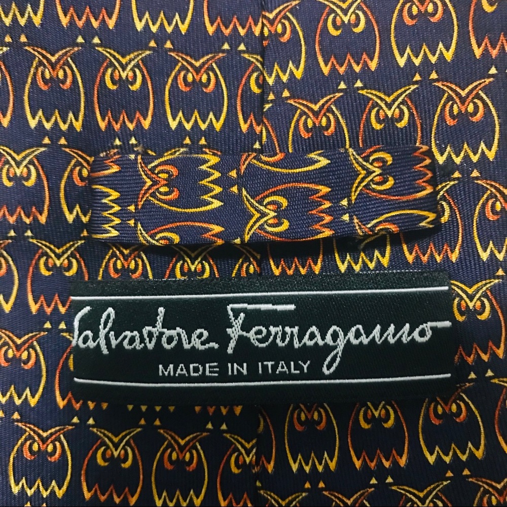 Salvatore Ferragamo Silk Tie: Owls Print Pattern
